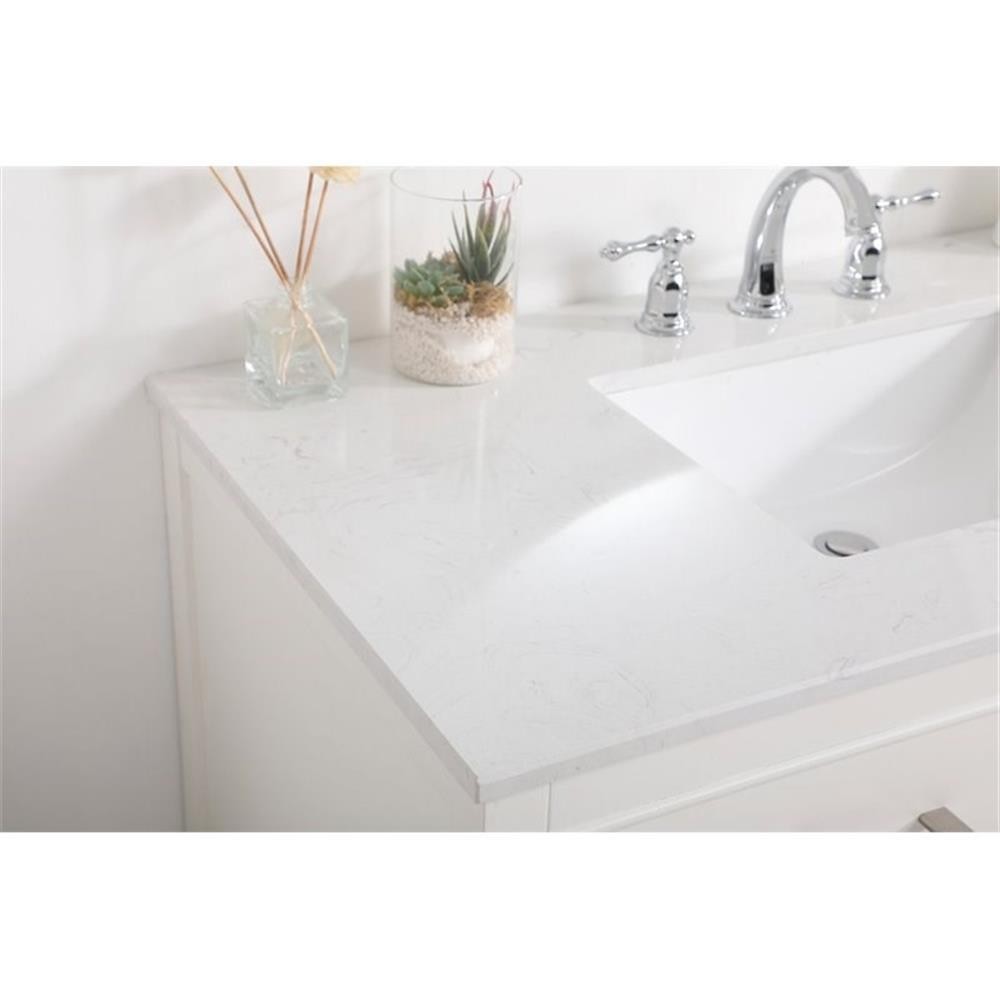 Elegant Decor Sinclaire 42″ Aluminum Alloy & MDF Single Bathroom Vanity in White