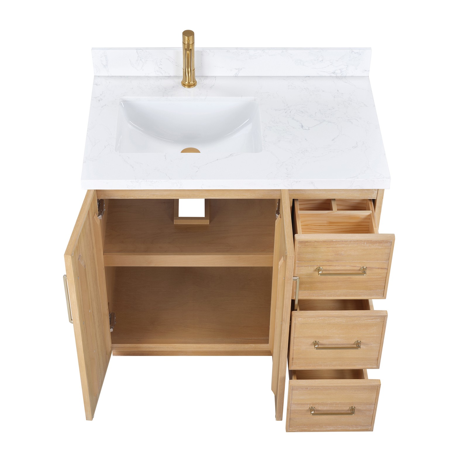 Karachi 36″ Single Bath Vanity in Acacia Classic Gray with Composite Stone Top