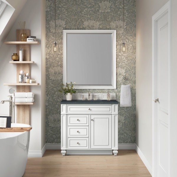 36″ James Martin Bristol 157-V36-BW-3CSP Vanity Cabinet Charcoal Soapstone Top