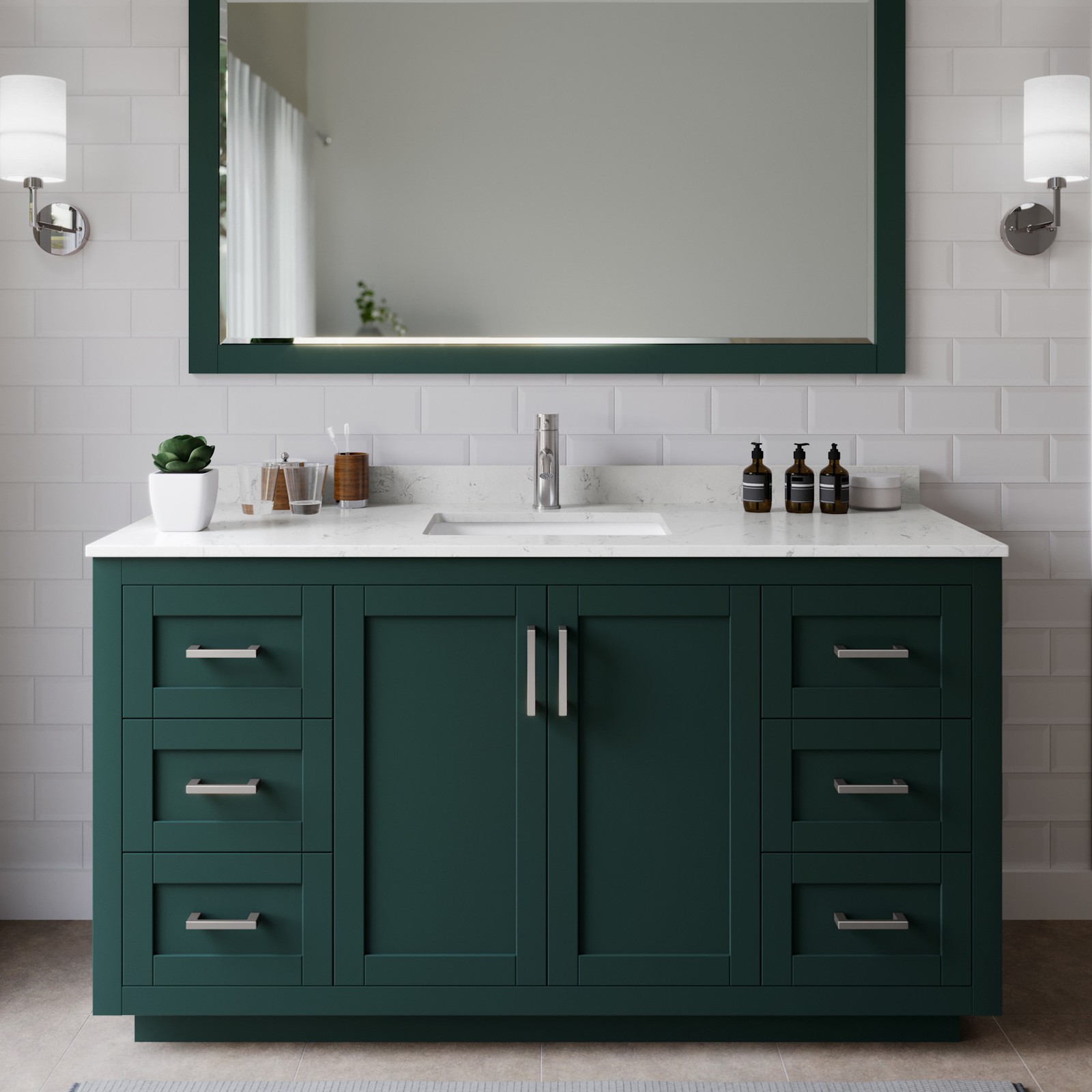 Wyndham Collection WCF2929-60S-VCA-MXX Miranda 60″ – Green / Carrara Cultured