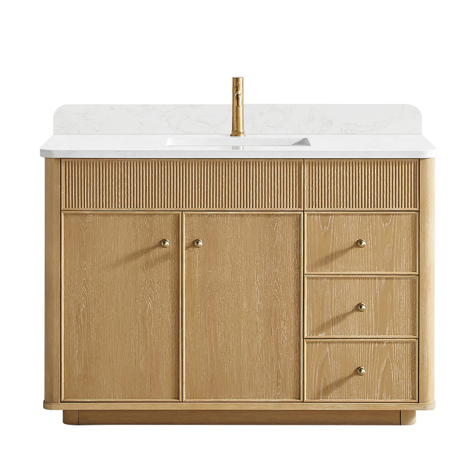 Zogno 48″ Solid Wood Single Bath Vanity in Washed Ash Gray with White Stone Top