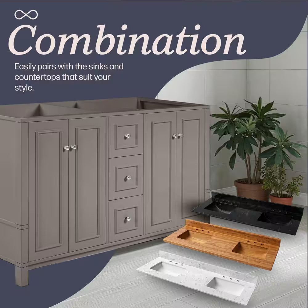 Williamsburg 60 In. W X 21.25 In. D X 34 In. H Bath Vanity Cabinet without Top –
