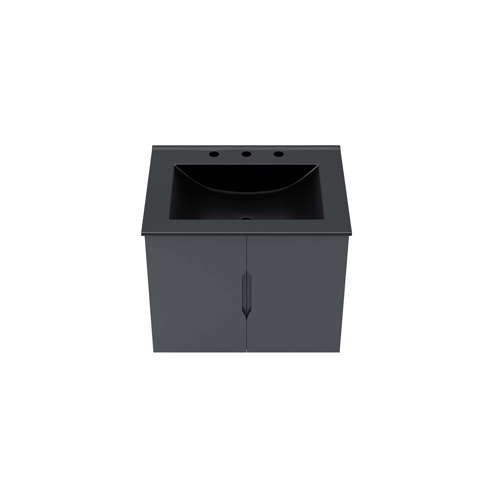 Modway Vitality 24″ Wall-Mount Bathroom Vanity in Gray Black