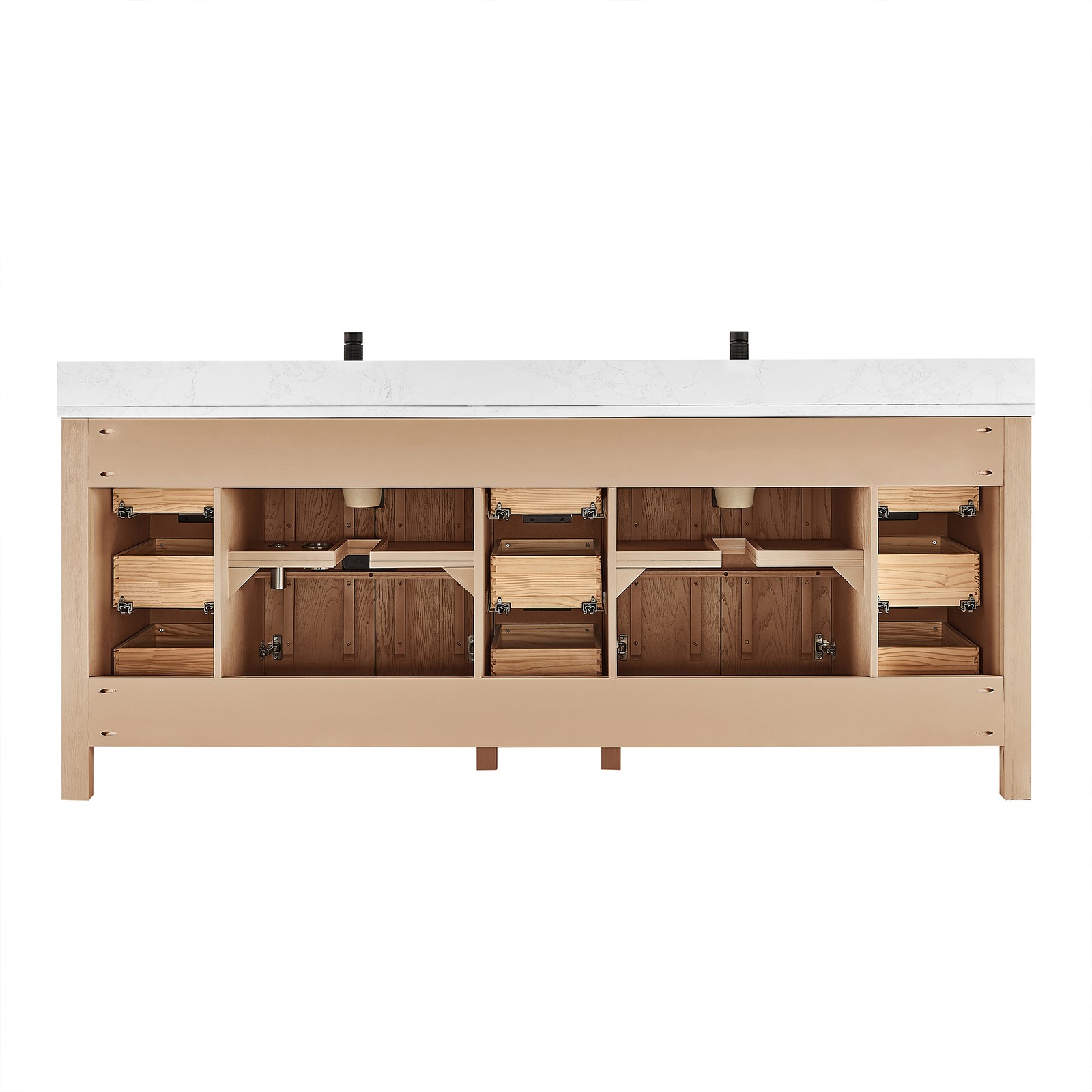 Shenzhen 84″ Double Bath Vanity in Aged Natural Oak with Composite Stone Top