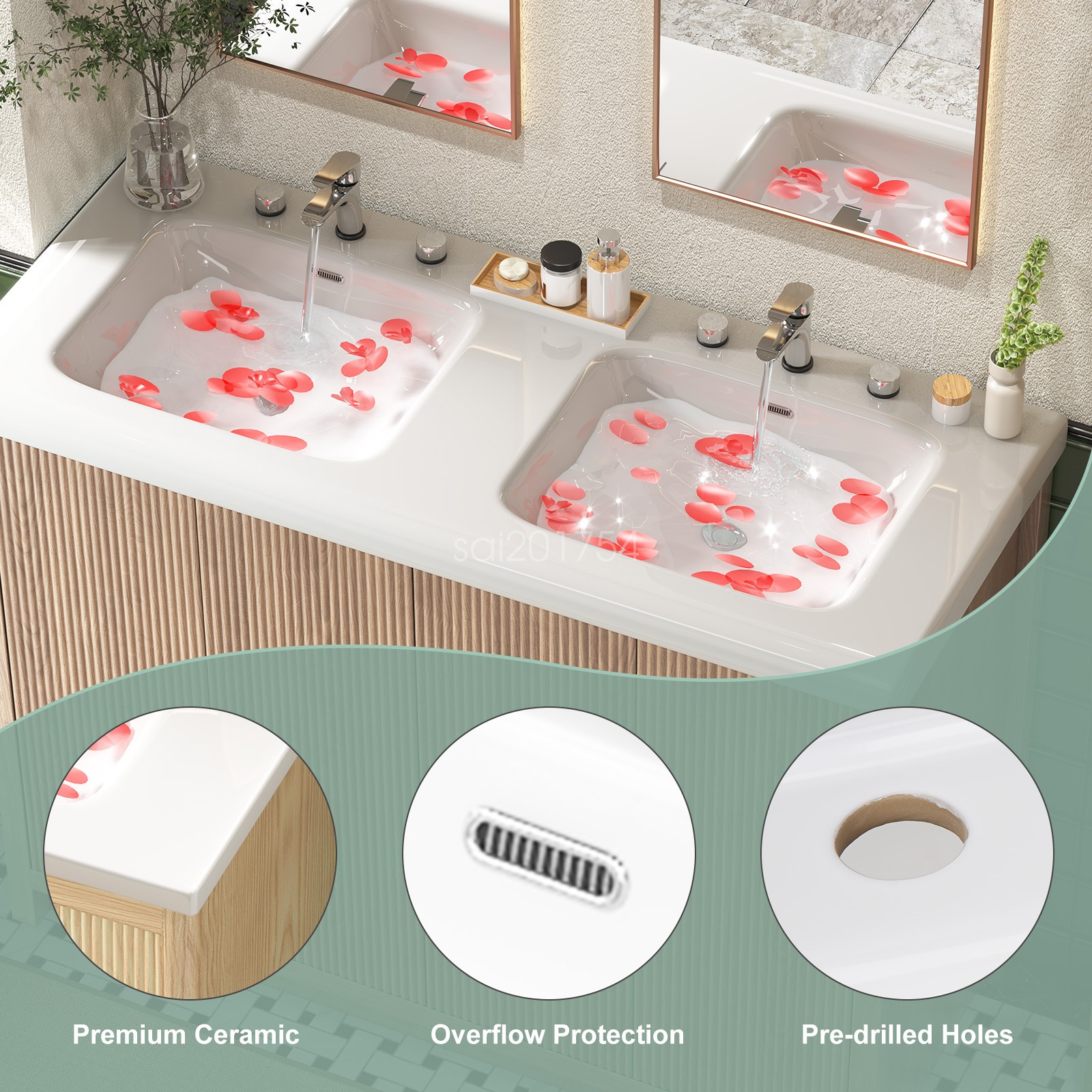 47.3″ Bathroom Vanity with Sink Floor Stand Storage Cabinet Set