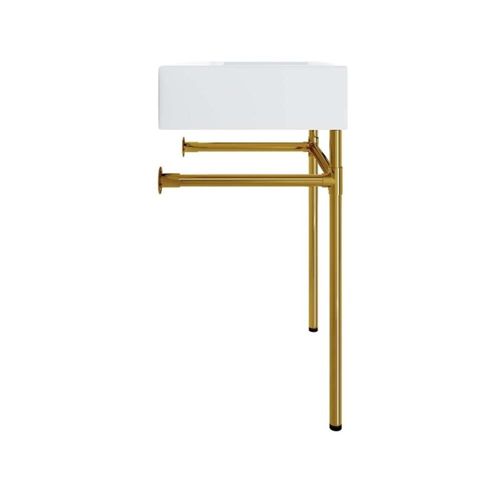 Modway Redeem 24″Wall-Mount Stainless Steel Bathroom Vanity in Gold/White