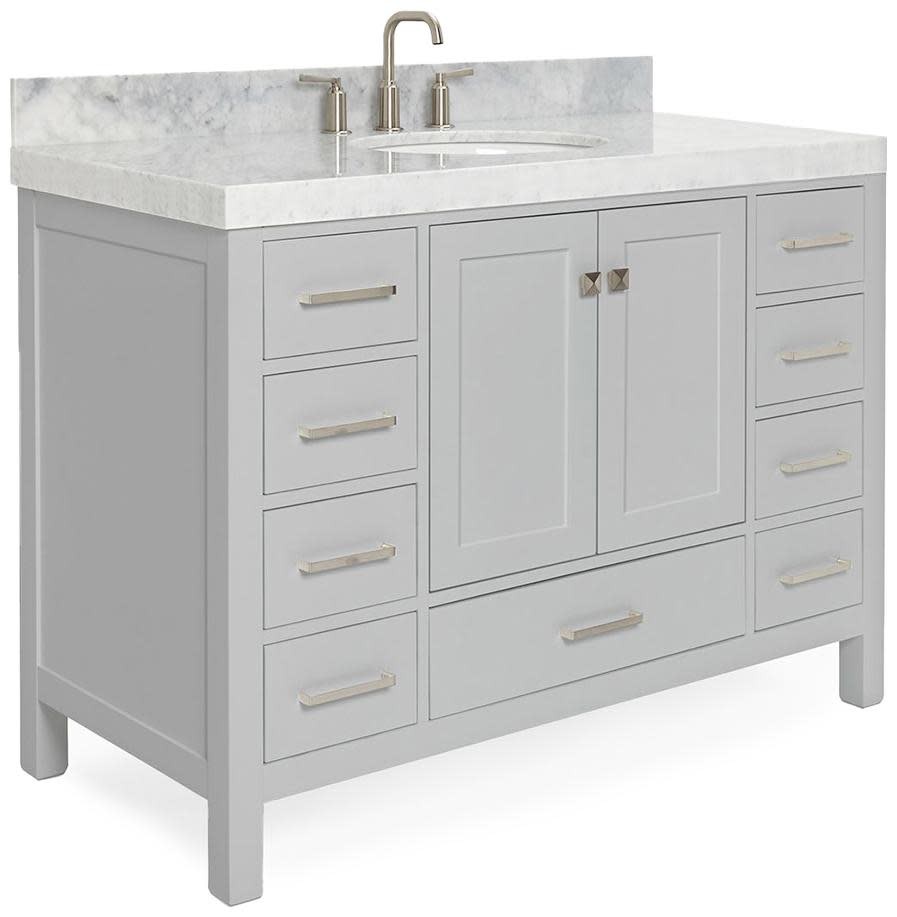 Ariel A048SCW5OVO Cambridge 48″ – Grey / Italian Carrara Marble Top / Brushed