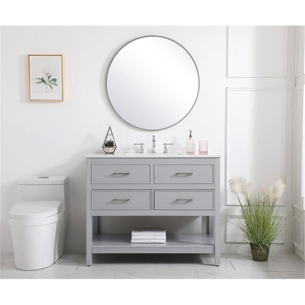 Elegant Decor Sinclaire 42″ Aluminum Alloy & MDF Single Bathroom Vanity in Gray