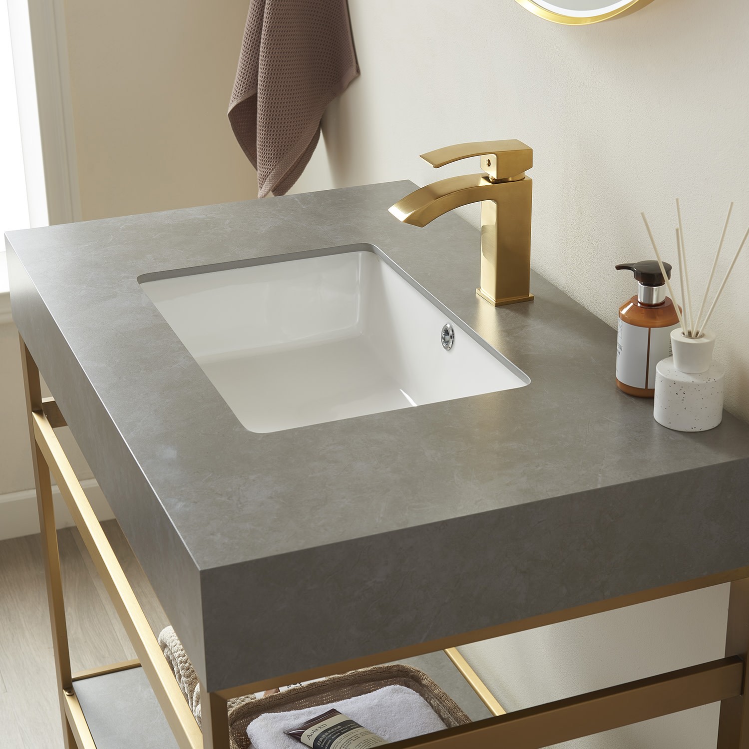 Miseno MV702536 Funes 36″ – Brushed Gold / White