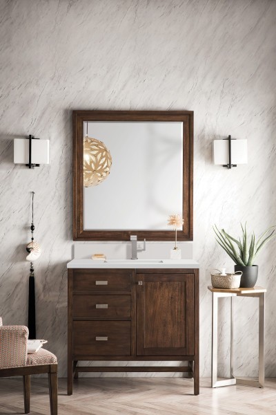 36″ James Martin Addison E444-V36-MCA-1WZ Vanity Cabinet Single Hole White Zeus