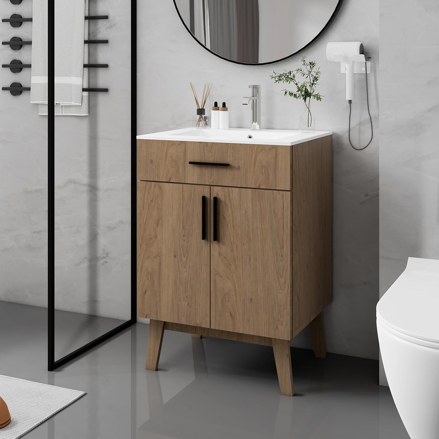 24″ Bathroom Vanity with Sink Vanity Combo with Two Soft Close Cabinet Doors