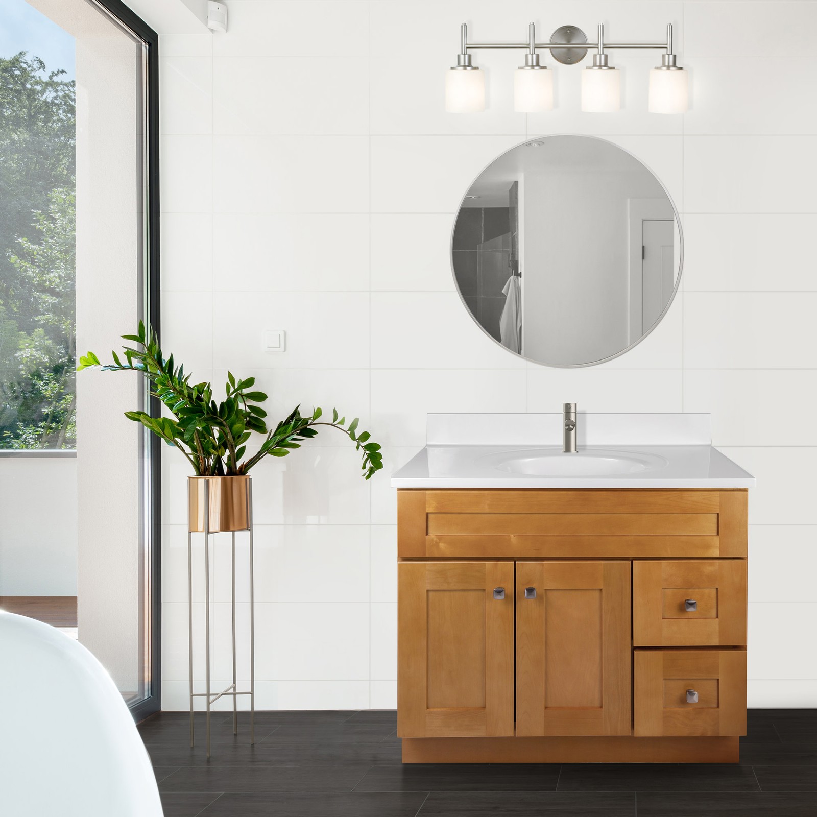 Brookings 37in. Solid Wood Vanity in Birch with Single Hole Top Fully Assembled