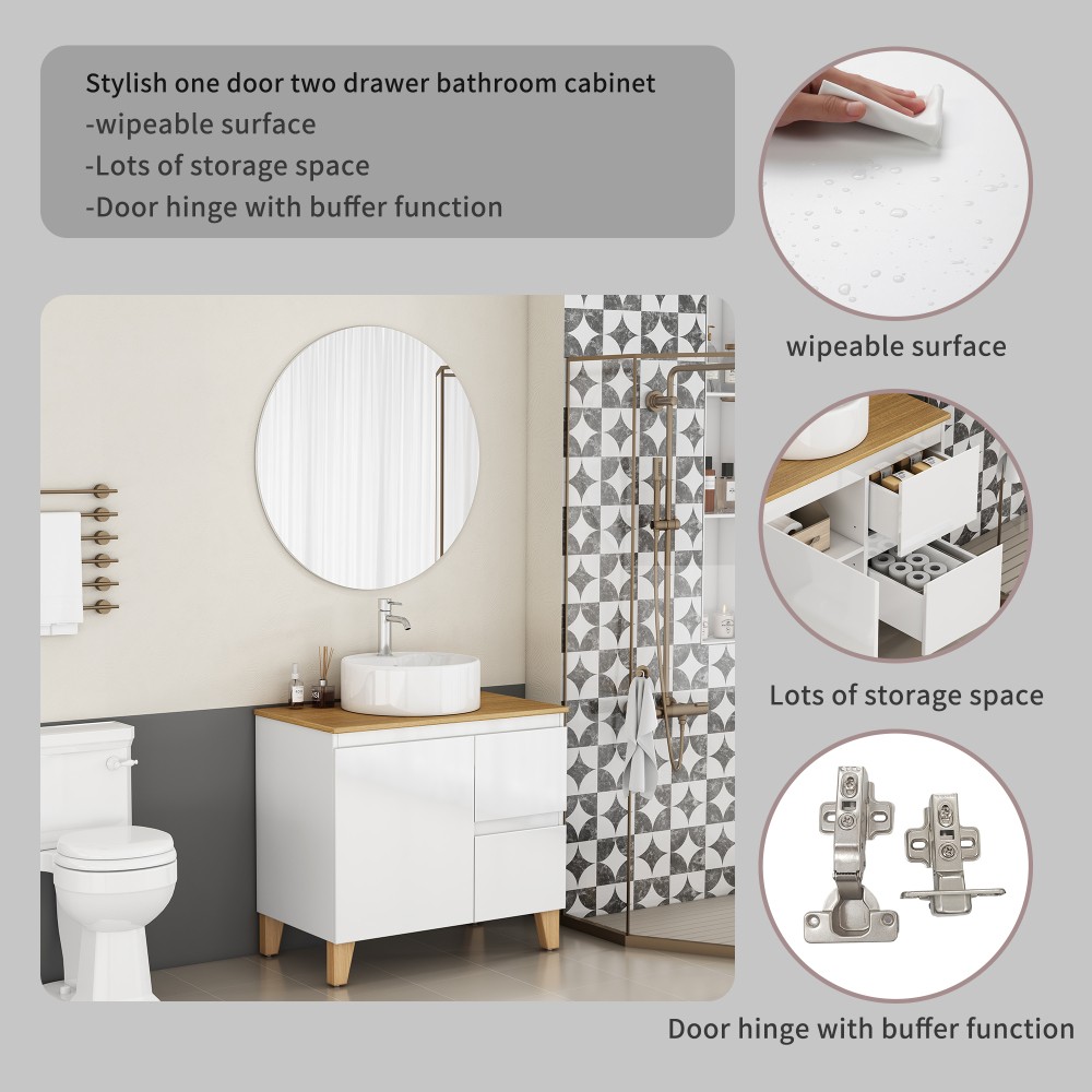 Bathroom Vanity W Sink Features 1 Door A 2 Drawers Includes Soft-Close Mechanism