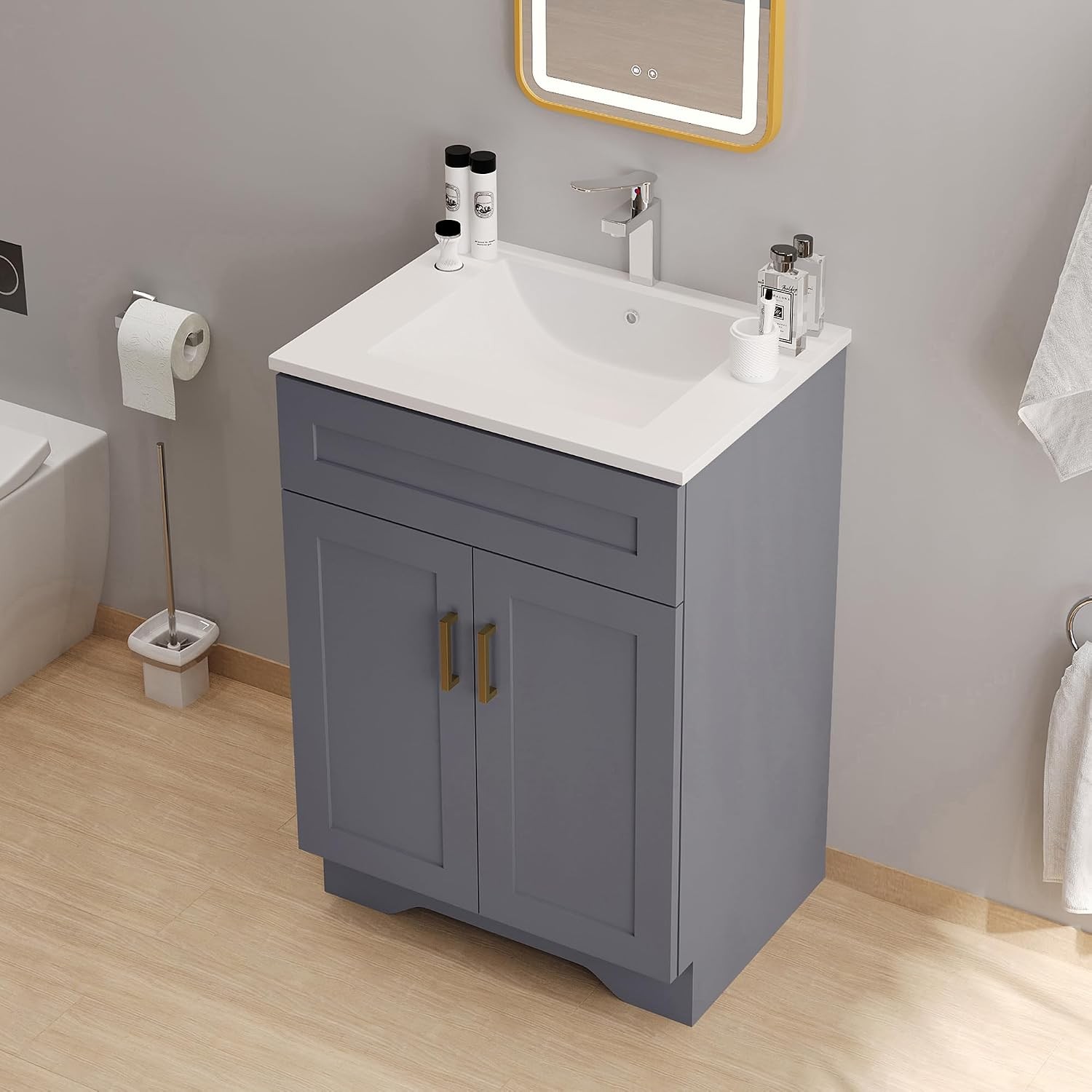 24 Inch Bathroom Vanity with Sink Bathroom Storage Vanity Cabinet for Small