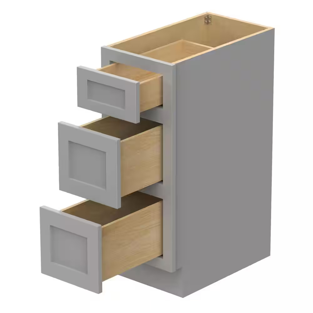 12 In. W X 21 In. D X 32.5 In. H 3-Drawers Bath Vanity Cabinet Only in Gray (Una