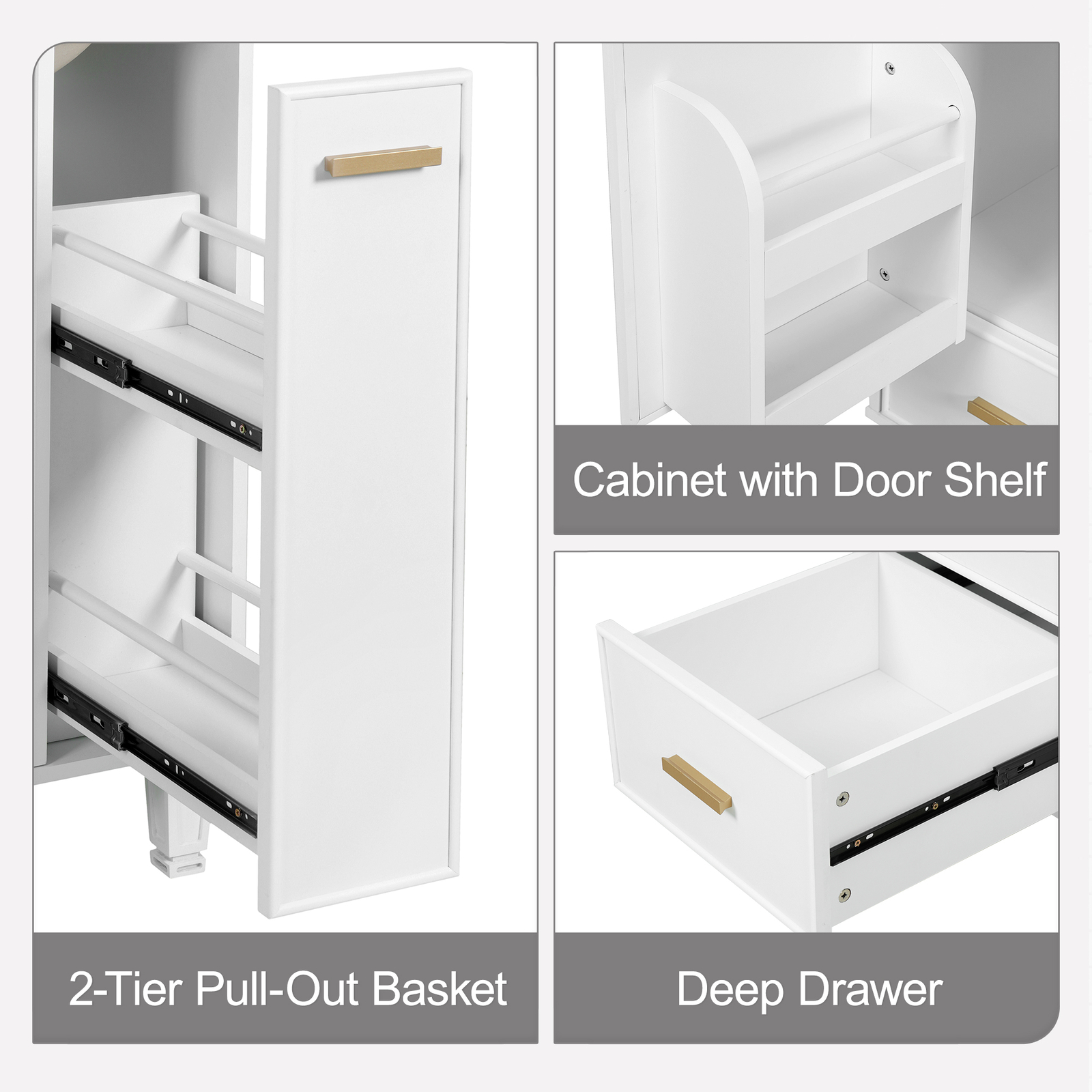 24″ Bathroom Vanity w/Ceramic Sink And Storage Cabinet Drawers Solid Wood Frame