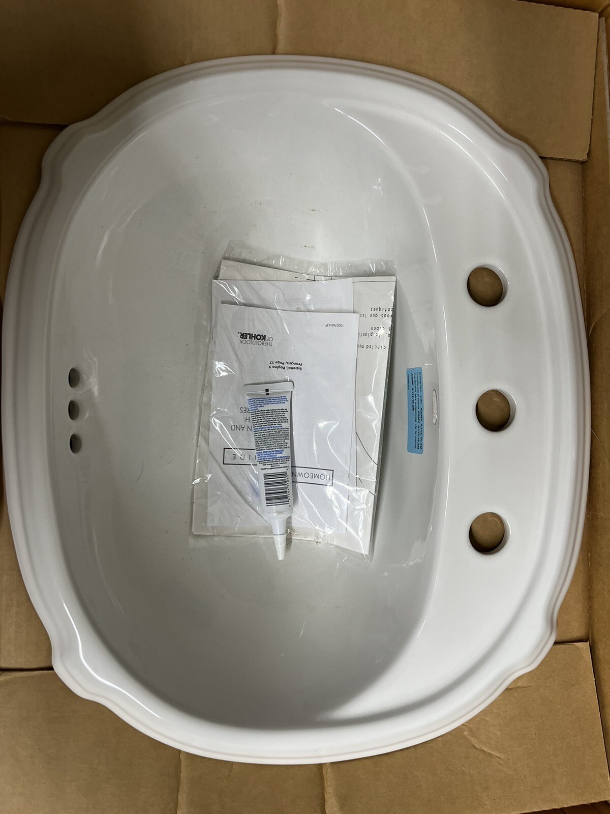 Kohler K-2189-8-0 Portrait Self-Rimming Bathroom Sink, white, NEW