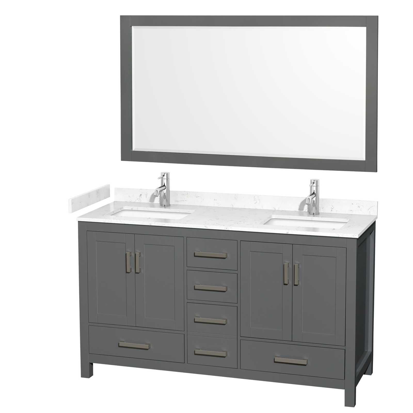 Wyndham Collection WCS141460D-VCA-M58 Sheffield 60″ – Gray / Carrara Cultured