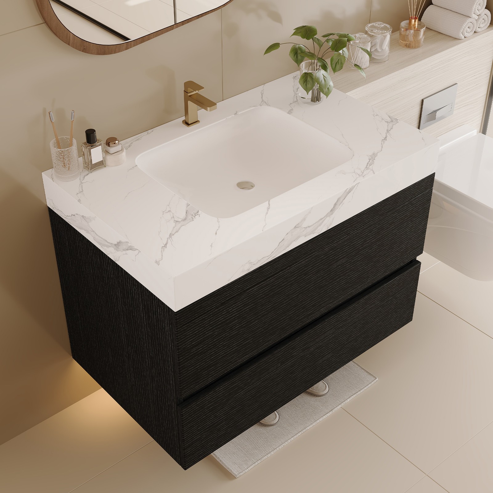 29.9″ Floating Bathroom Vanity with Sink, Wall-Mounted for Small Bathrooms