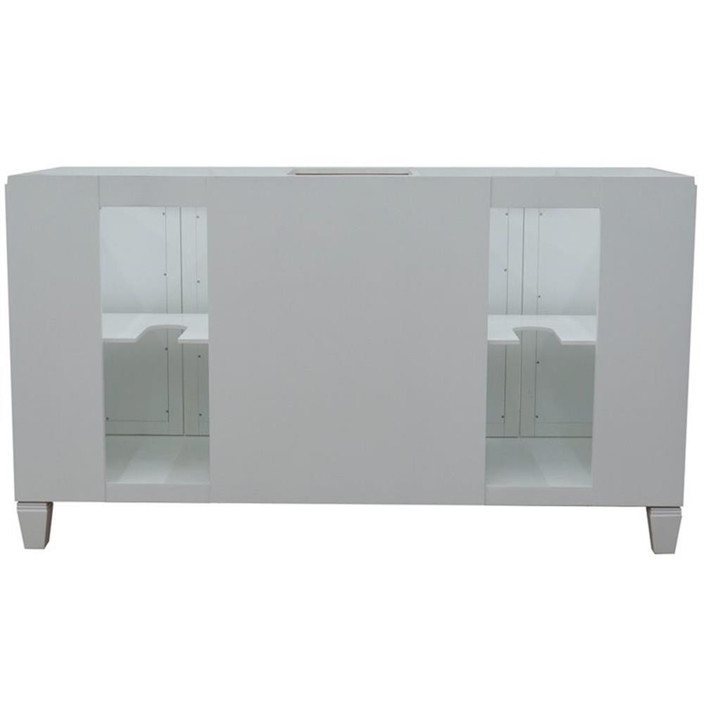 Pemberly Row 61″ Double Oval Sink Solid Wood Vanity in White/White Carrara