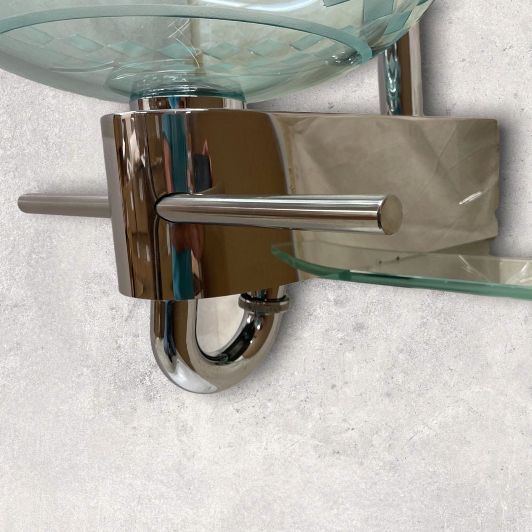 Elegant Bathrom vanity small tempered glass vessel sink with unique pattern