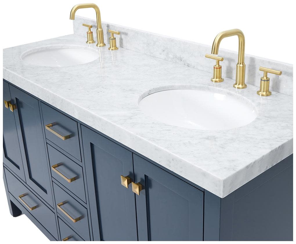 Ariel A060DCW5OVO Cambridge 60″ – Midnight Blue / Italian Carrara Marble Top /