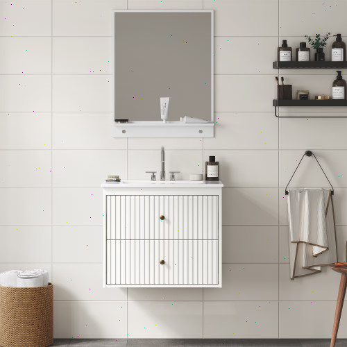 Bathroom sink cabinet with doors and drawers, modern floating sink cabinet