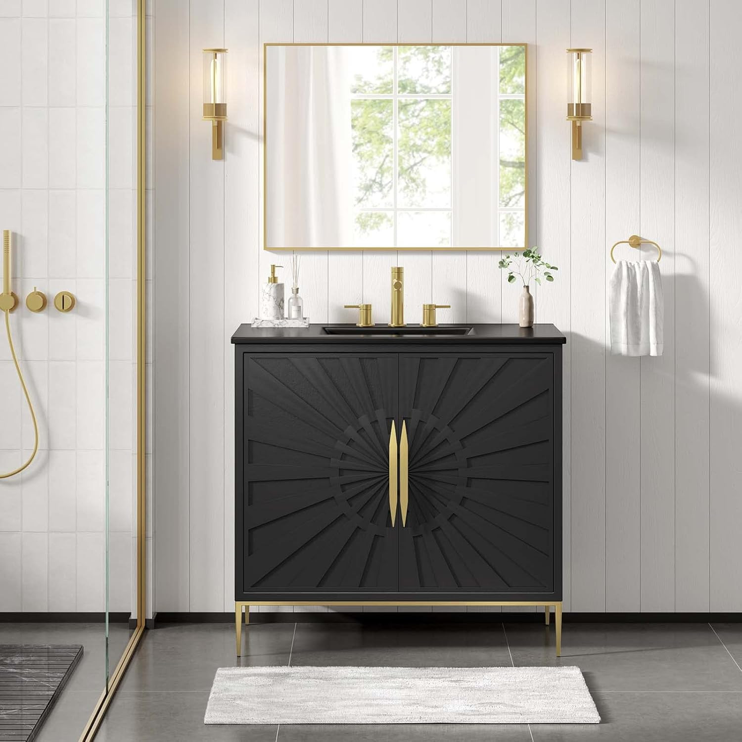 Elegant 36″ Black Awaken Bathroom Vanity Cabinet for Modern Spaces