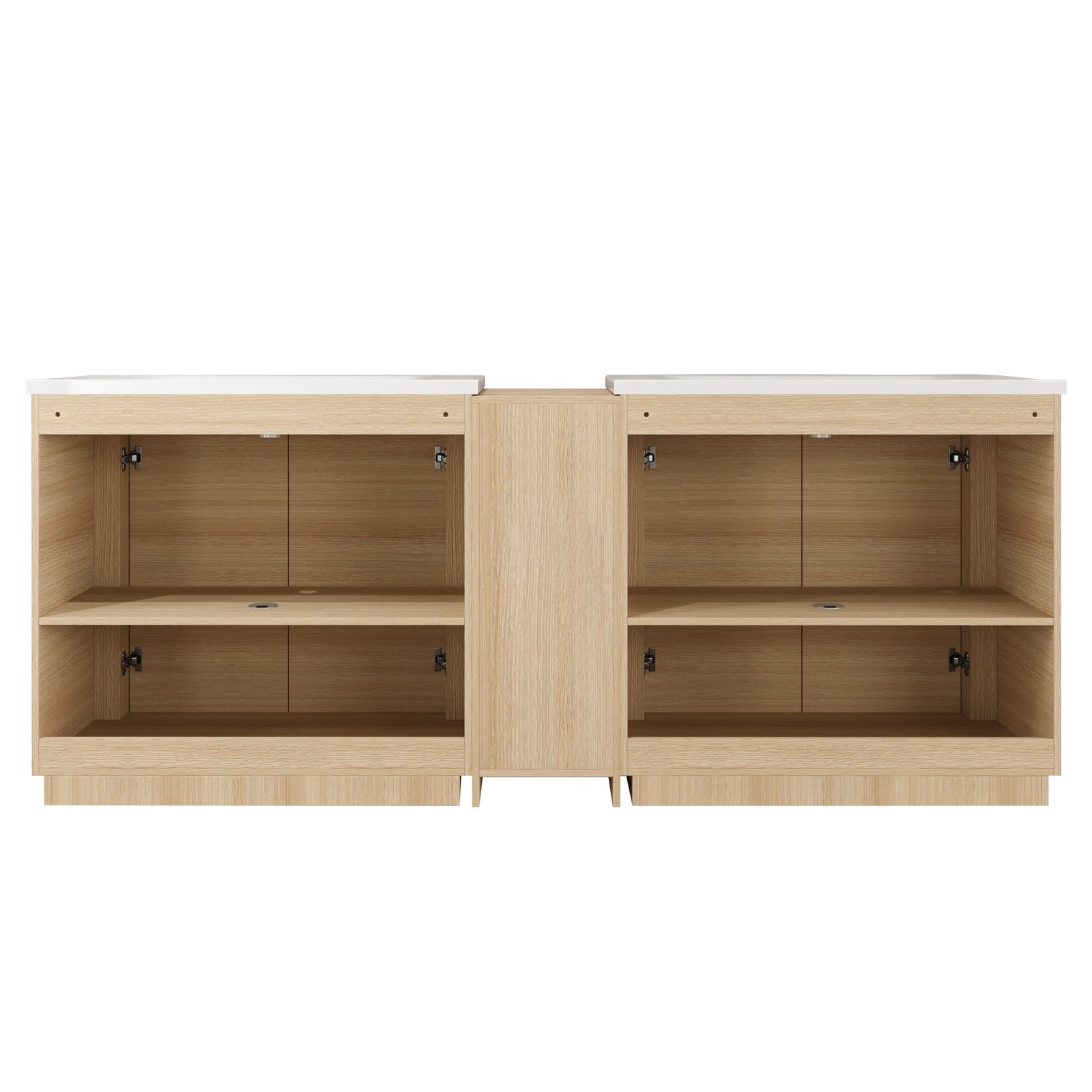 2X40“ Plywood Freestanding Bathroom Vanity W/ Ceramic Sink +Storage Cabinet Oak
