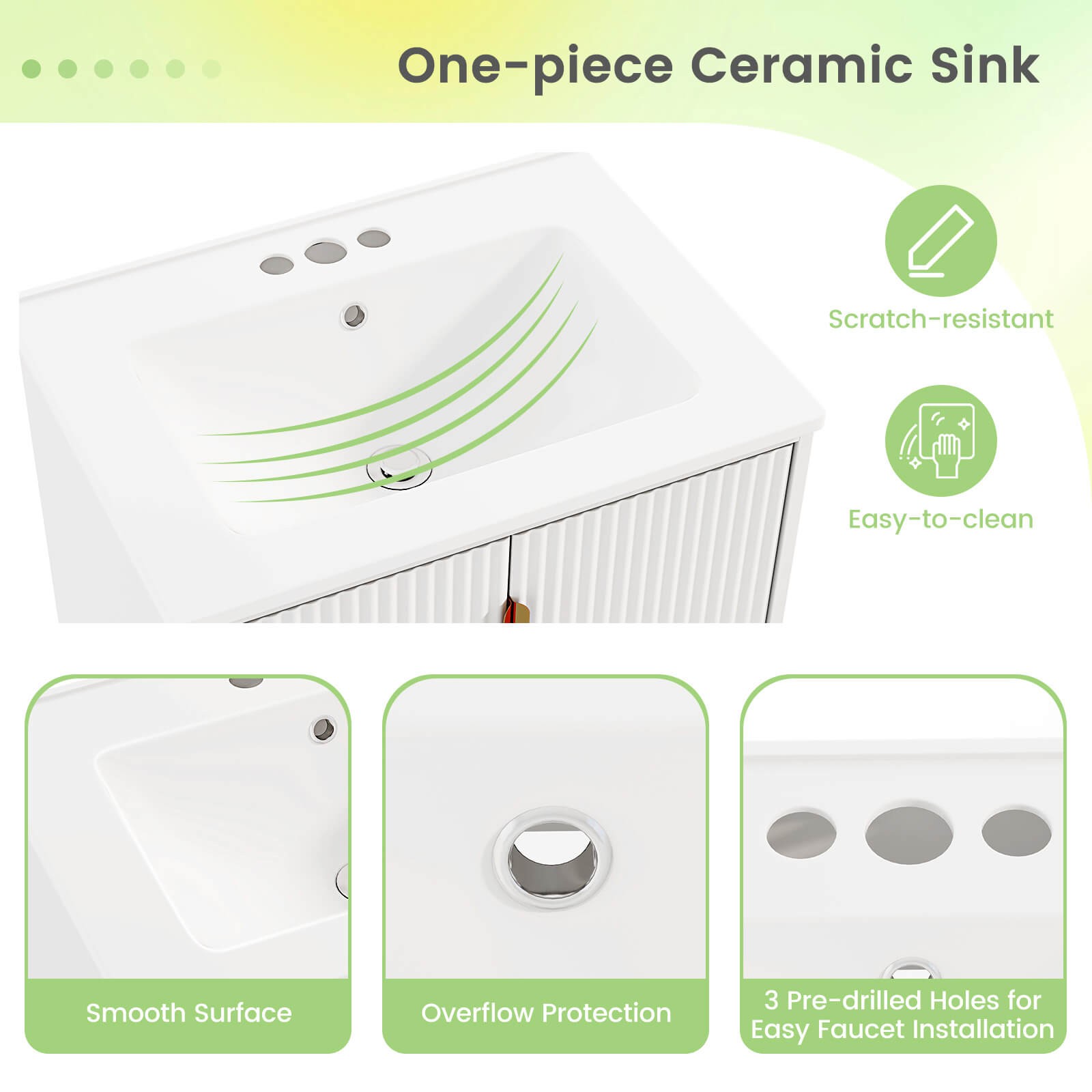 Bathroom Vanity with Sink Combo 24 Inch Freestanding Bathroom Sink Cabinet White