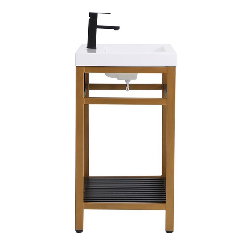 Elegant Decor Raya 30″ Single Resin Top Metal Bathroom Vanity in Gold and Black