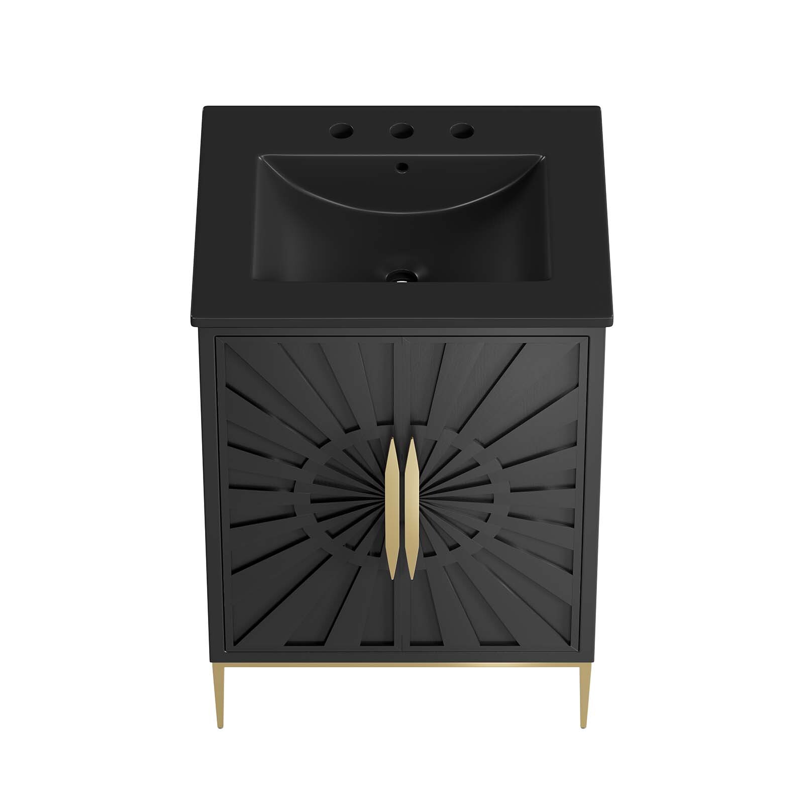 Modway Awaken 24″ Bathroom Vanity Cabinet in Black Black With Ceramic Sink Basin