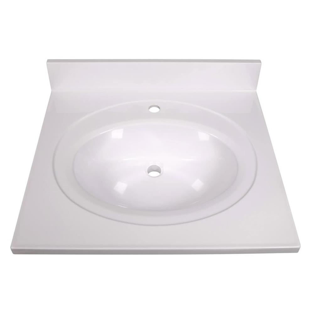 Bowery Hill 25″ Bathroom Vanity with Marble Top Assembled in White