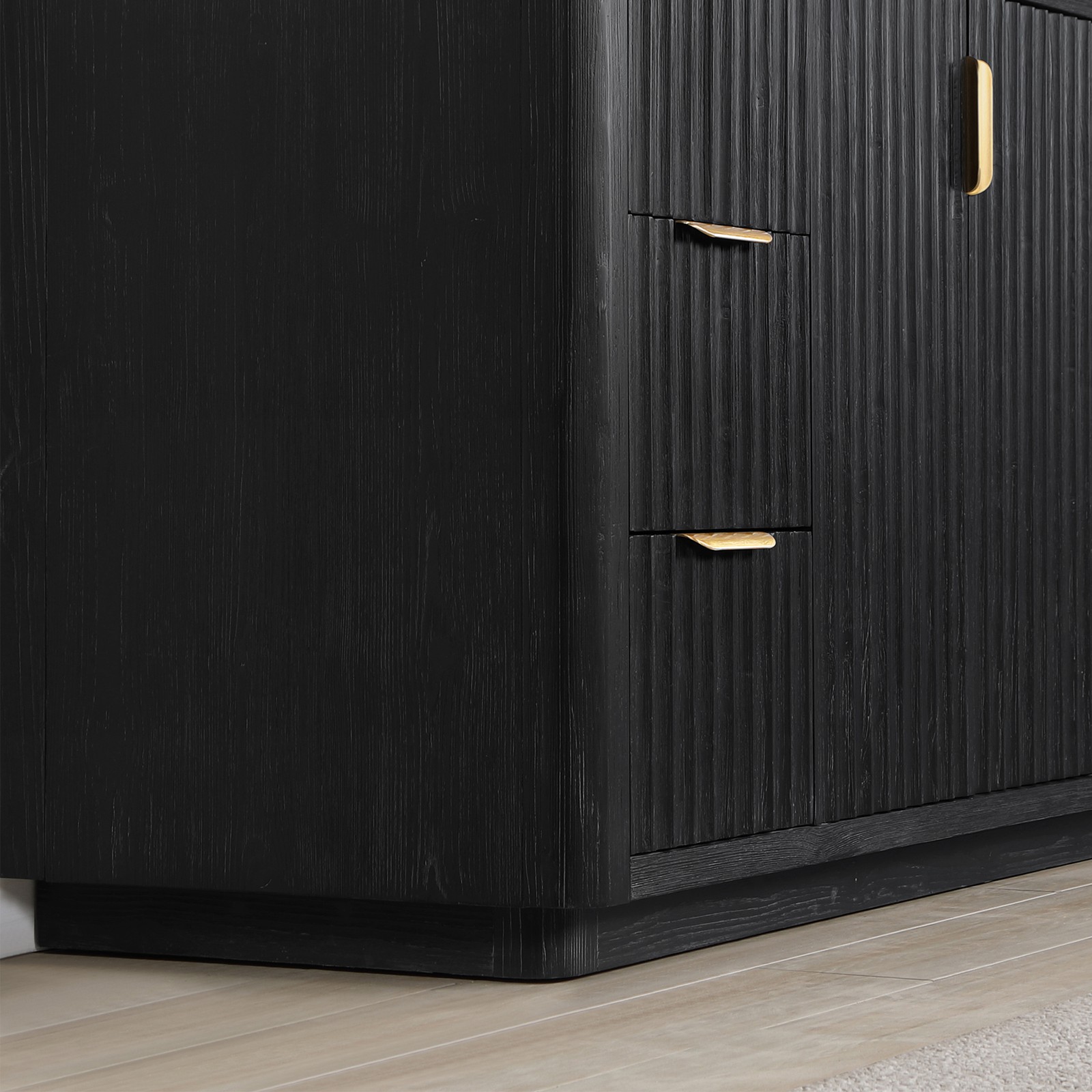 Cadiz 60″ Single Bathroom Vanity in Fir Wood Black with Composite Stone Top