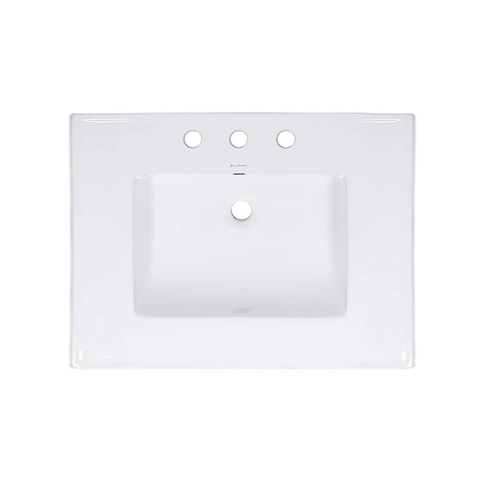 Swiss Madison 24 in. White Ceramic Vanity Top 8 in. Widespread Faucet Holes