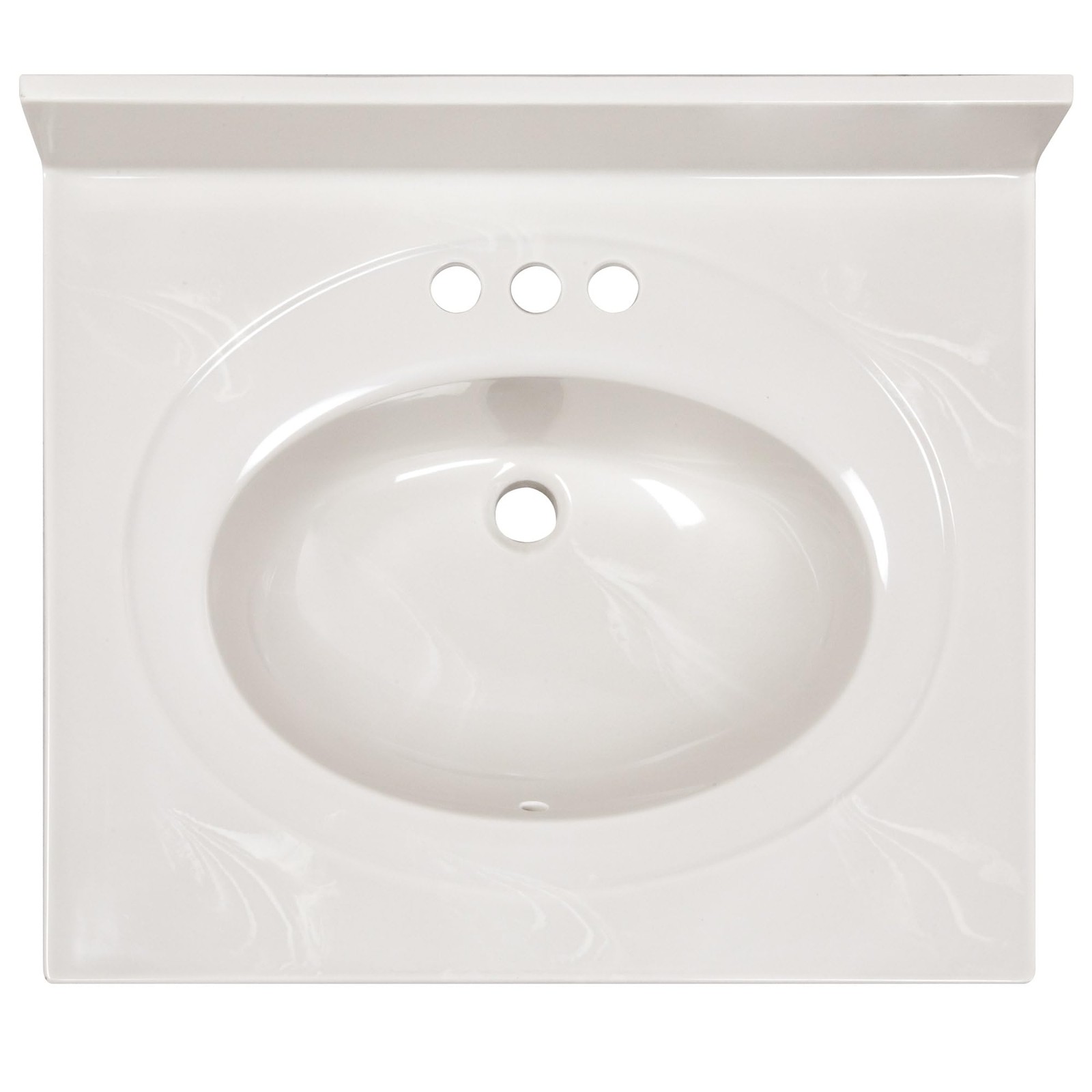 Bowery Hill Marble Single Bowl Vanity Top Solid Ivory Swirl 25 in.
