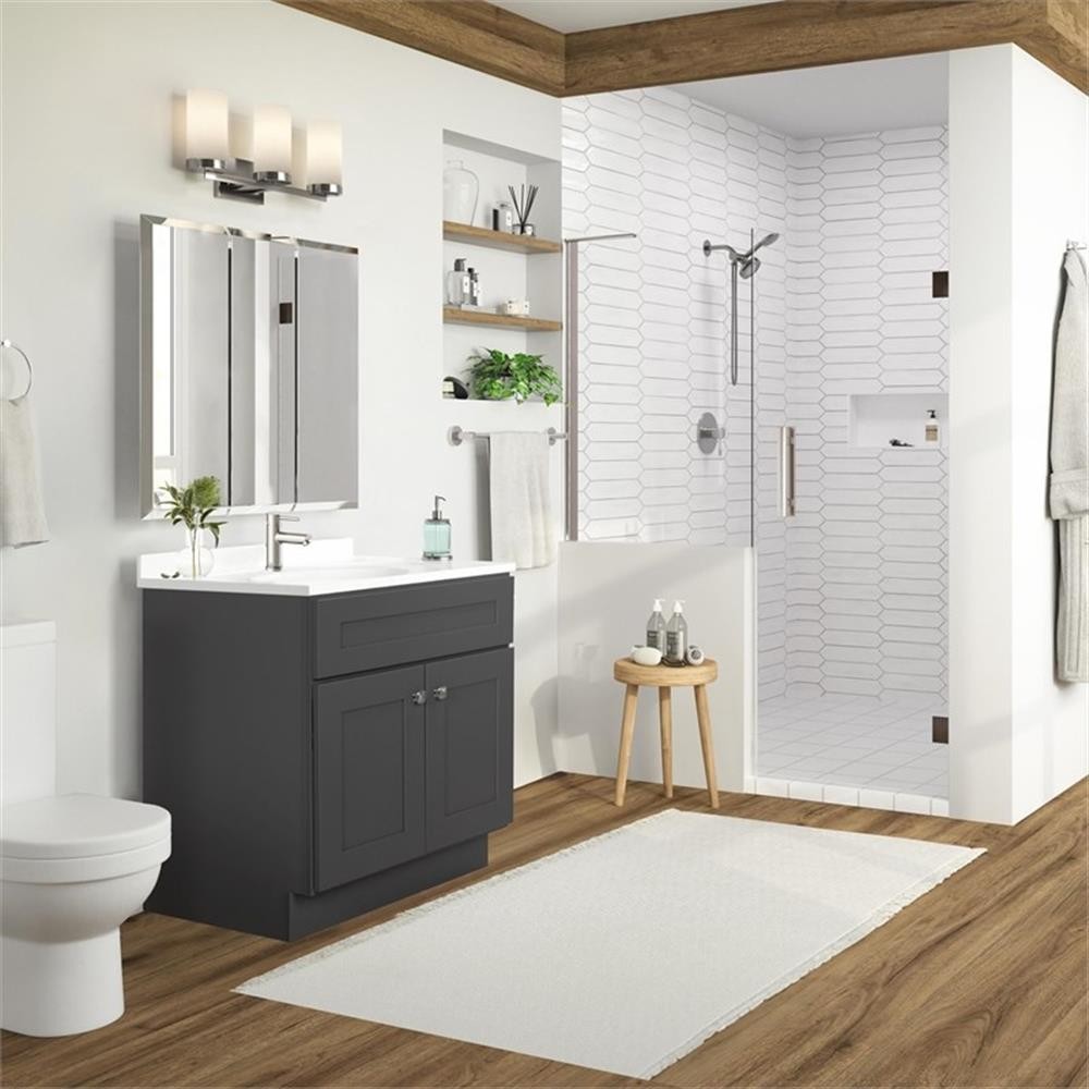 Bowery Hill 31-Inch Bath Vanity – Urbane Bronze Base and Single Hole Top