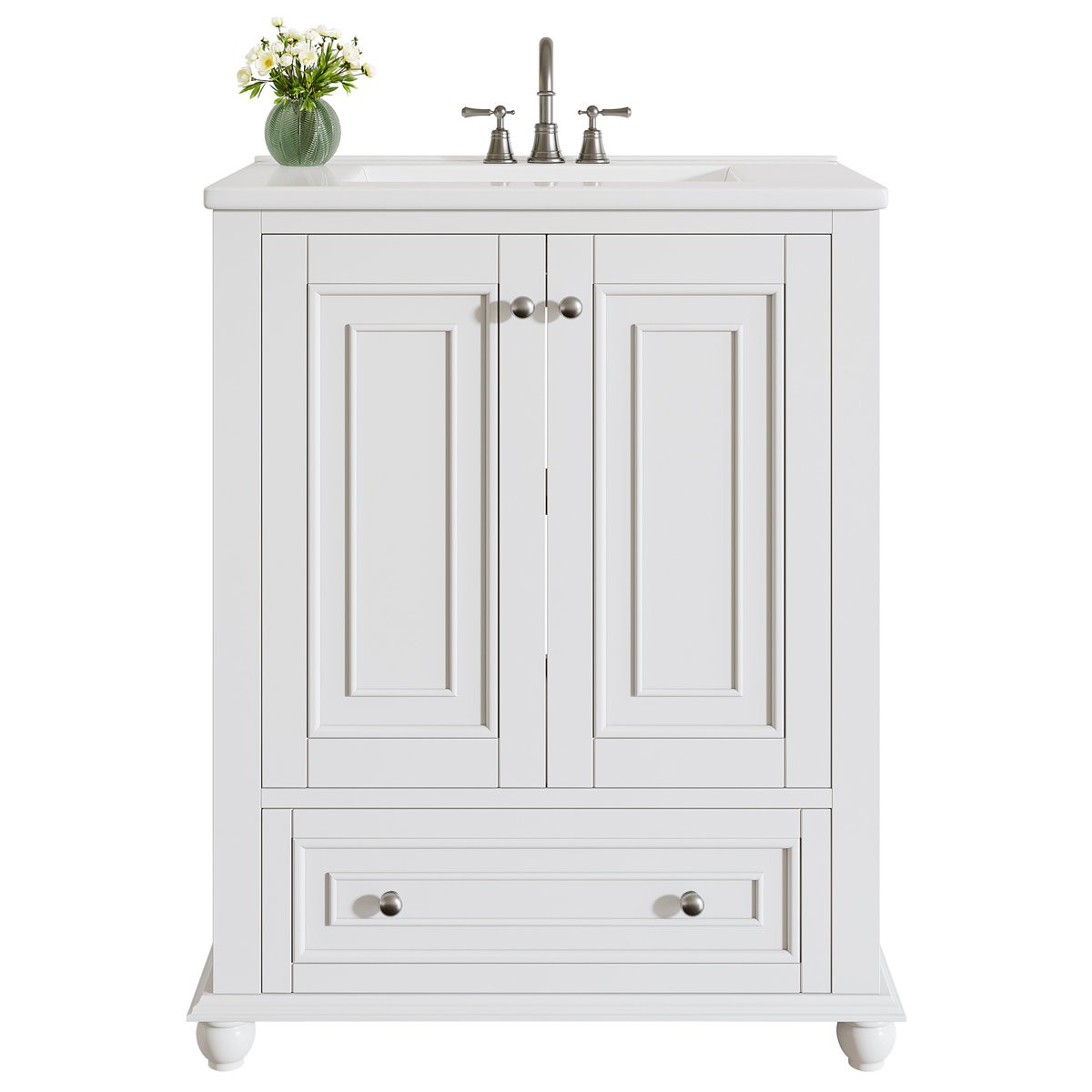 24 inch Bathroom Vanity with Ceramic Sink Combo Cabinet with 2 Doors & 1 Drawer