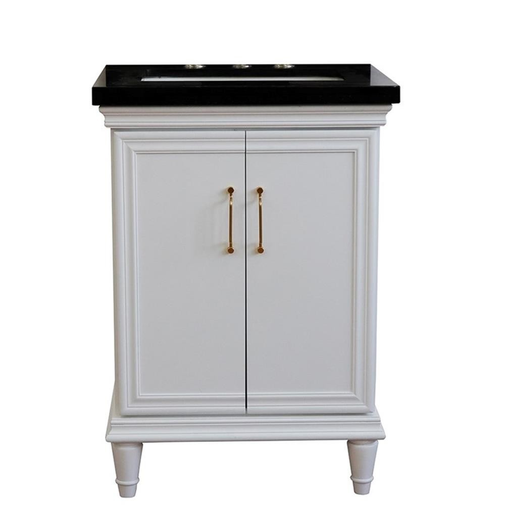 25 in. Single Wooden Vanity White with Black Galaxy Rectangle Sink