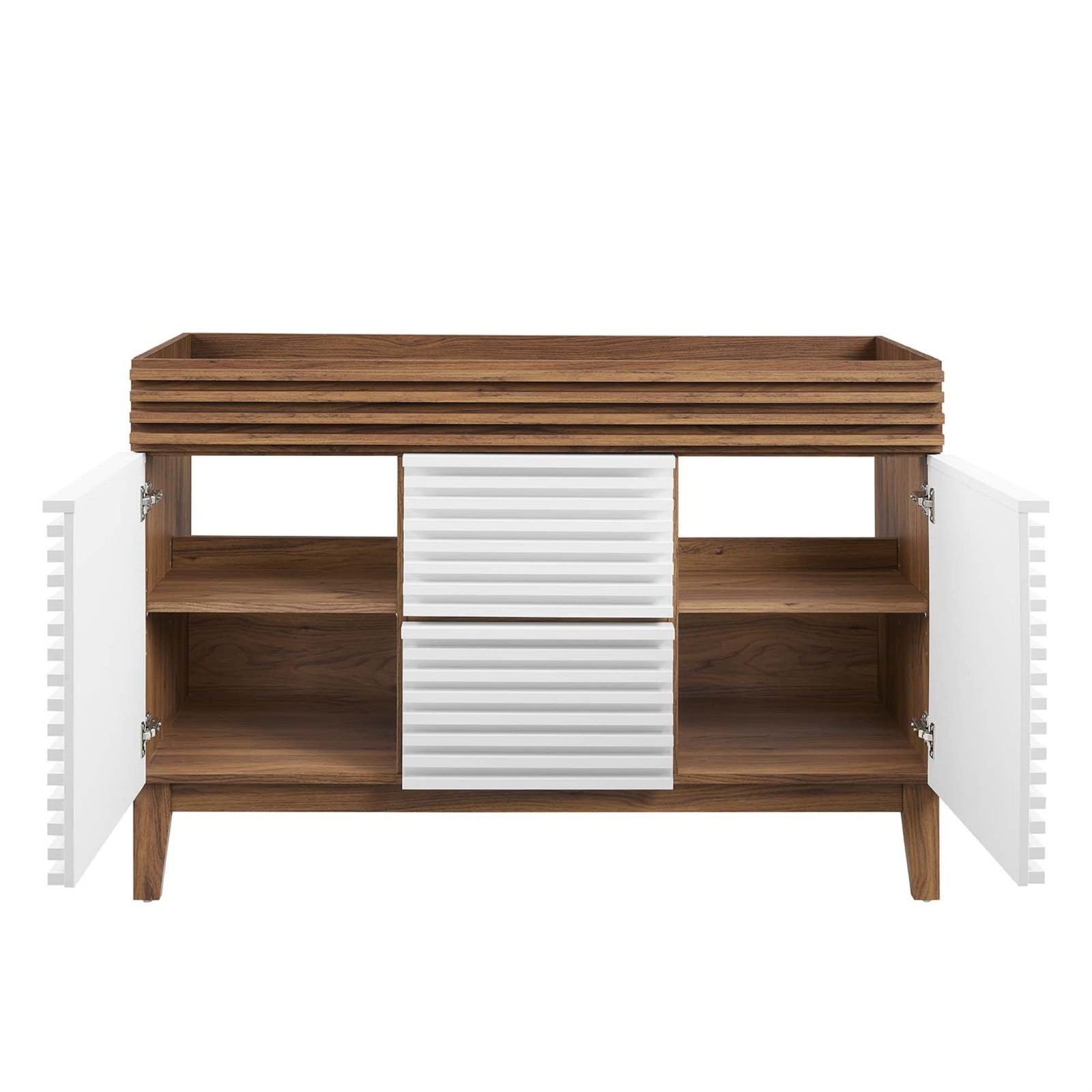 Modway Render 47″ MDF and Particleboard Bathroom Vanity Cabinet in White/Walnut
