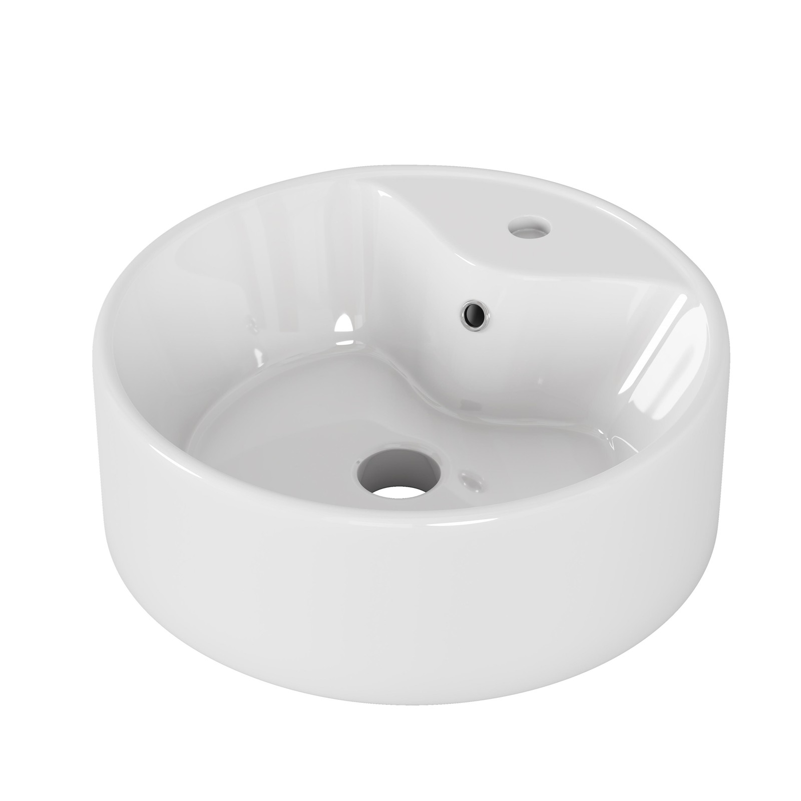 Bathroom Vessel Sink 15.7″ x 5.7″ Round Bowl Sink, Bathroom Countertop Round W