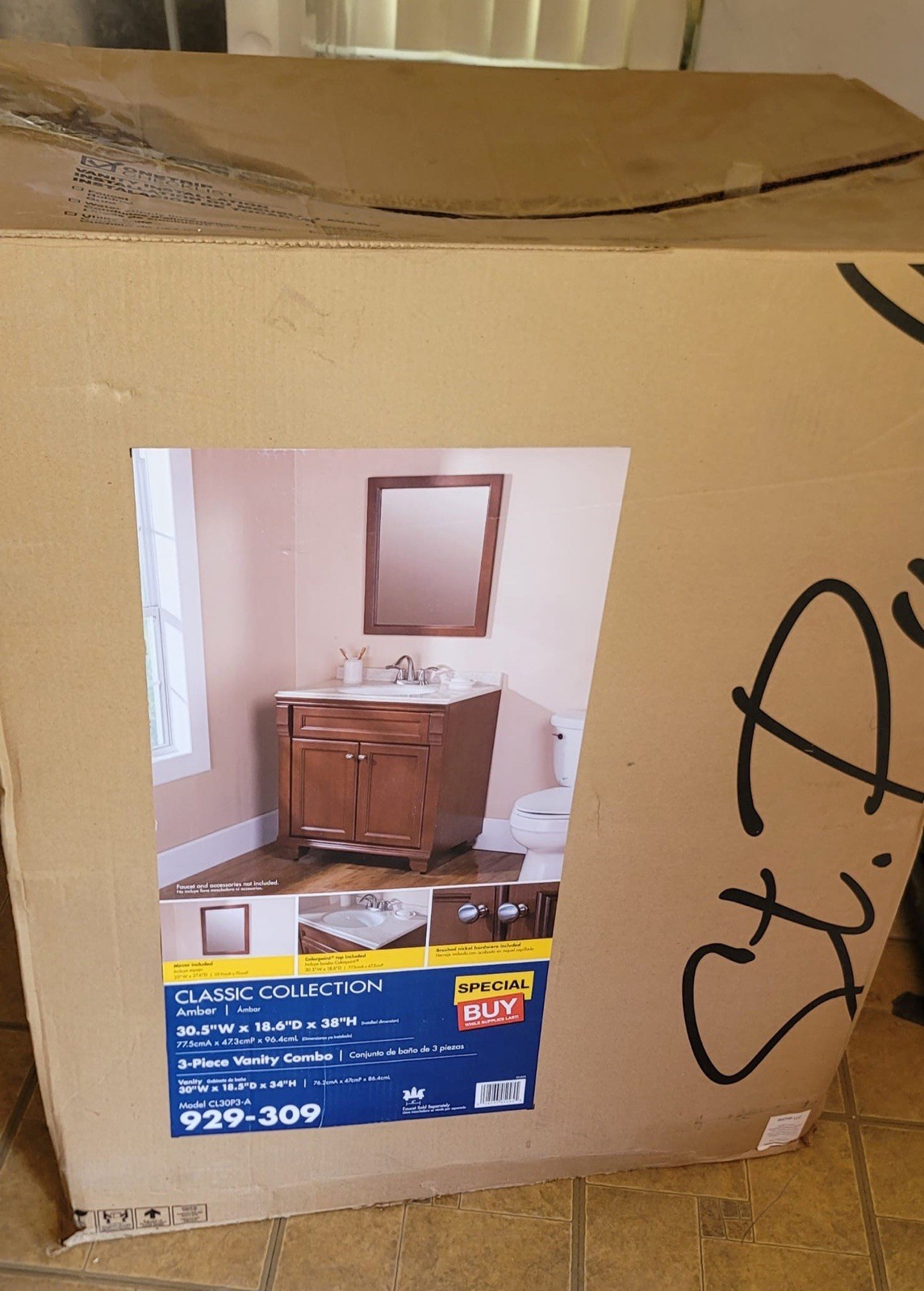 Classic Collection Amber Bath Vanity 30.5″ Solid Top W Integrated Sink & Mirror