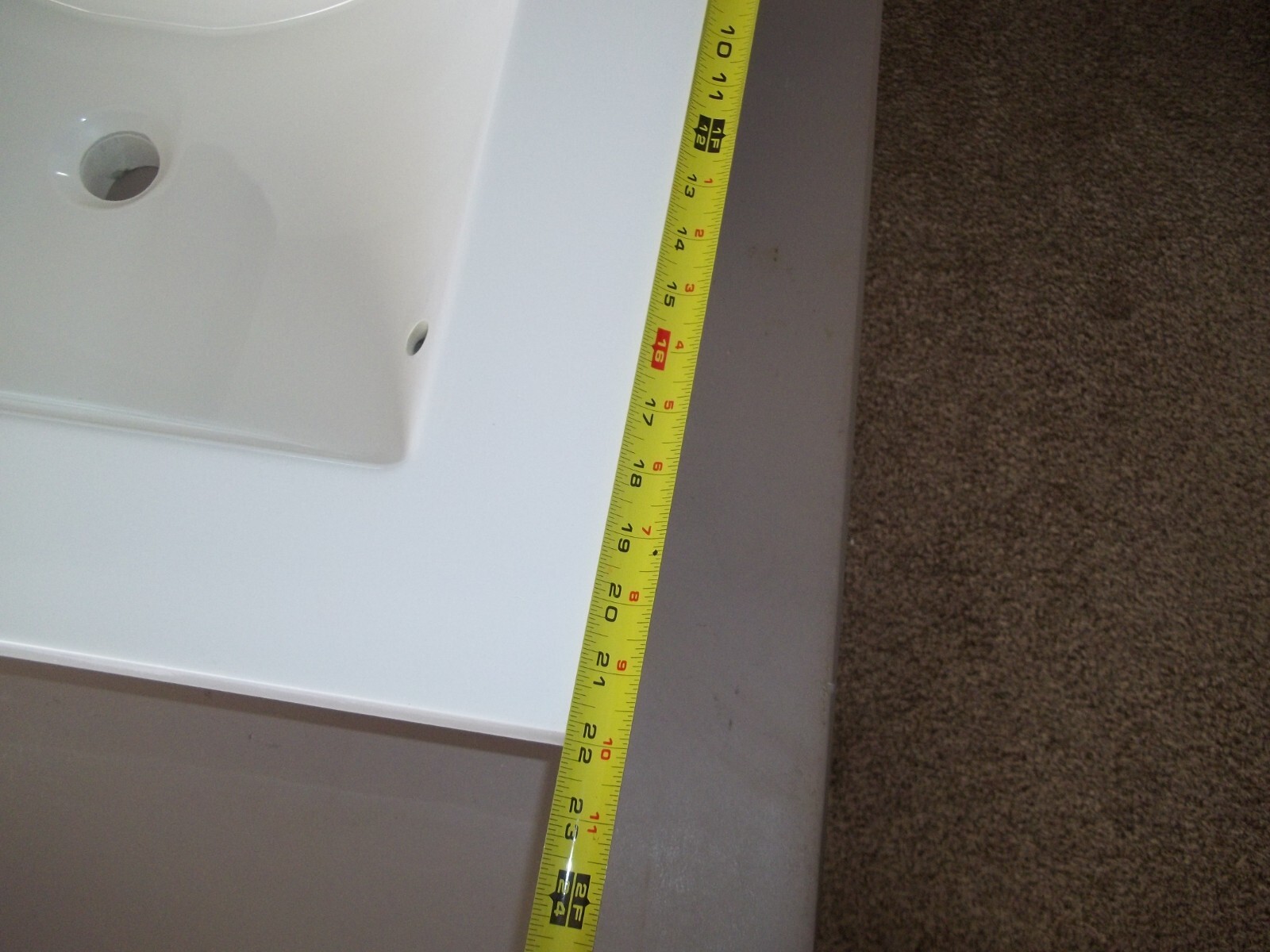 Cotton White 25″x22″ Cultured Marble Vanity Top With Backsplash