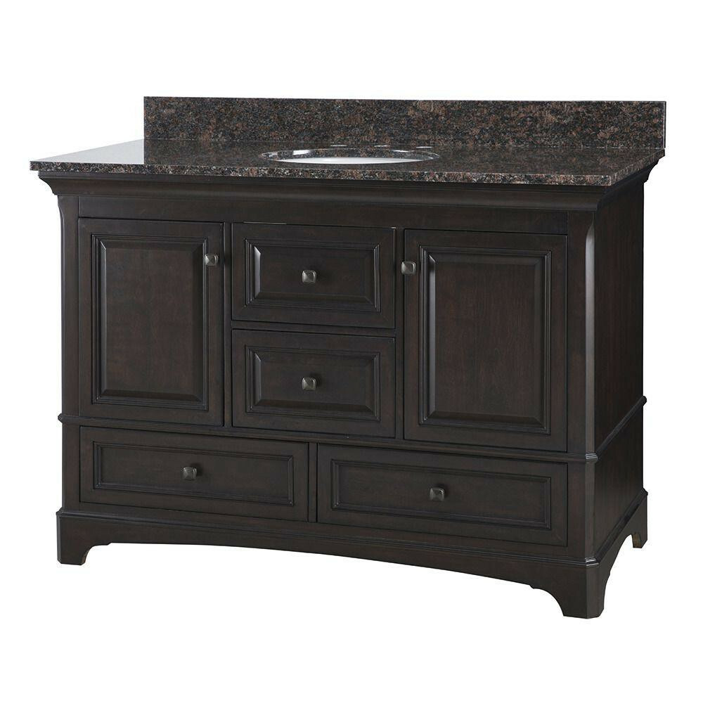 MOORPARK 49 in. BATH VANITY W GRANITE VANITY (BURNISHED WALNUT) HOME DECORATORS
