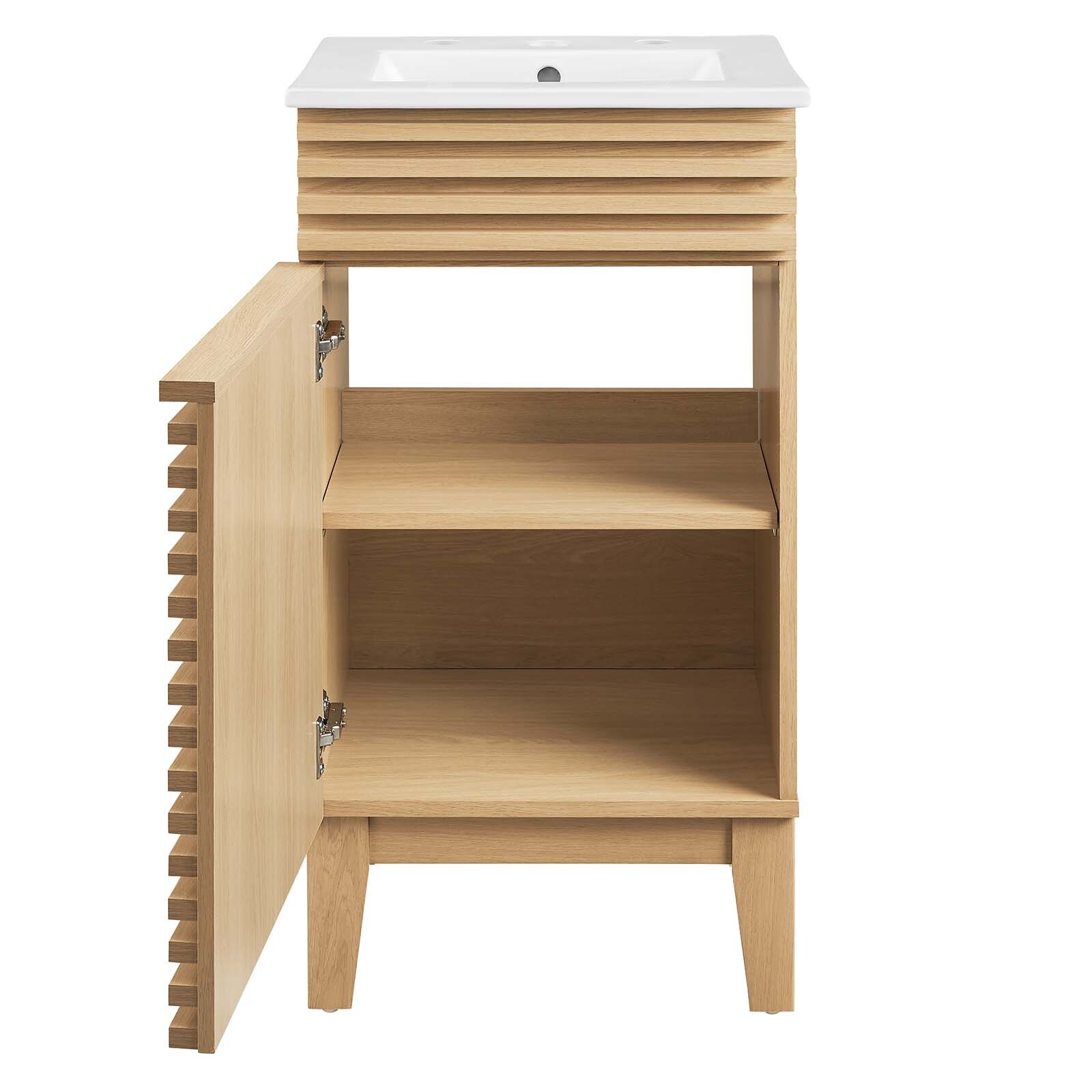 Modway Render 18″ Bathroom Vanity With Sink in Oak White