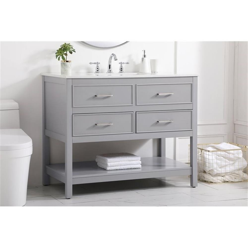 Elegant Decor Sinclaire 42″ Aluminum Alloy & MDF Single Bathroom Vanity in Gray