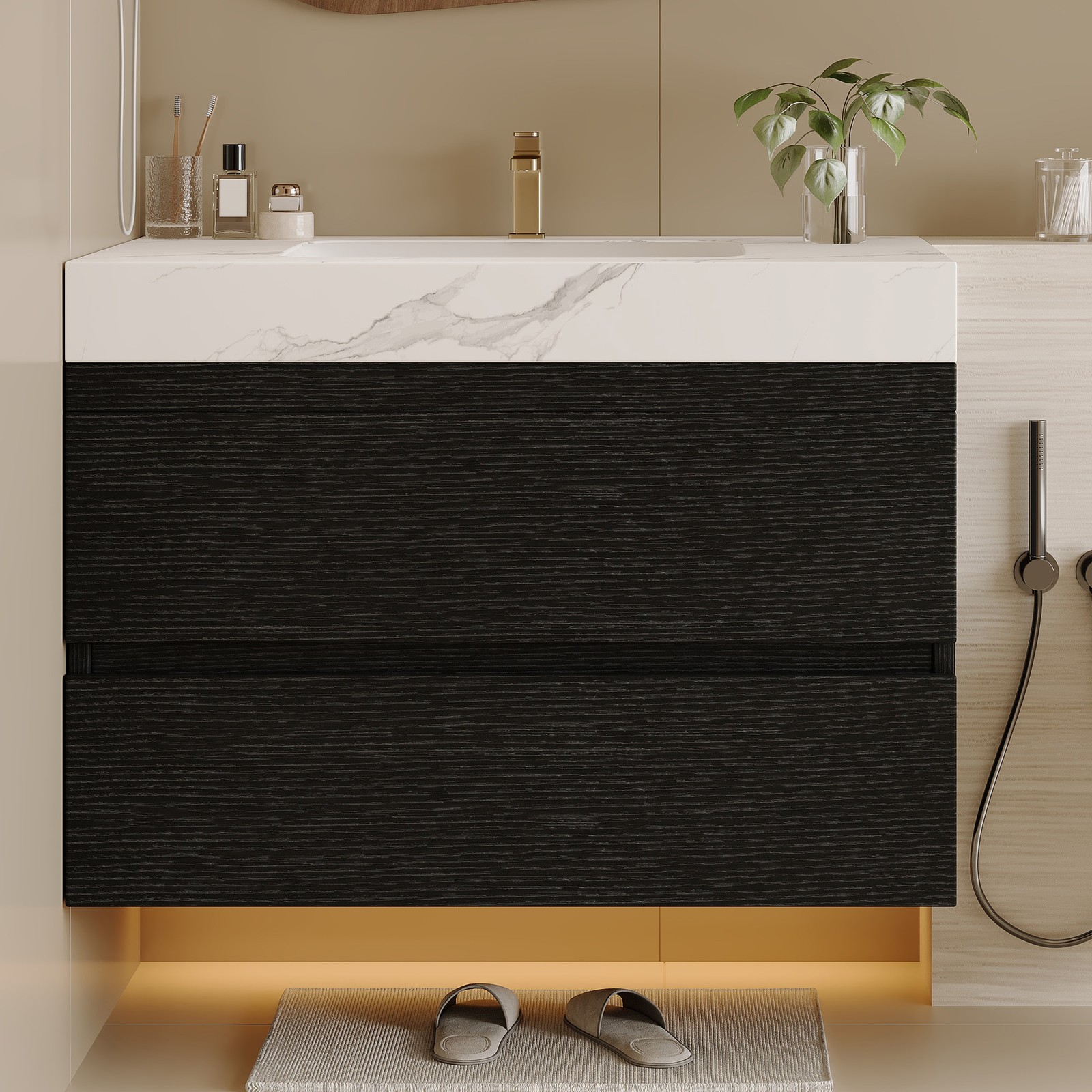 29.9″ Floating Bathroom Vanity with Sink, Wall-Mounted for Small Bathrooms