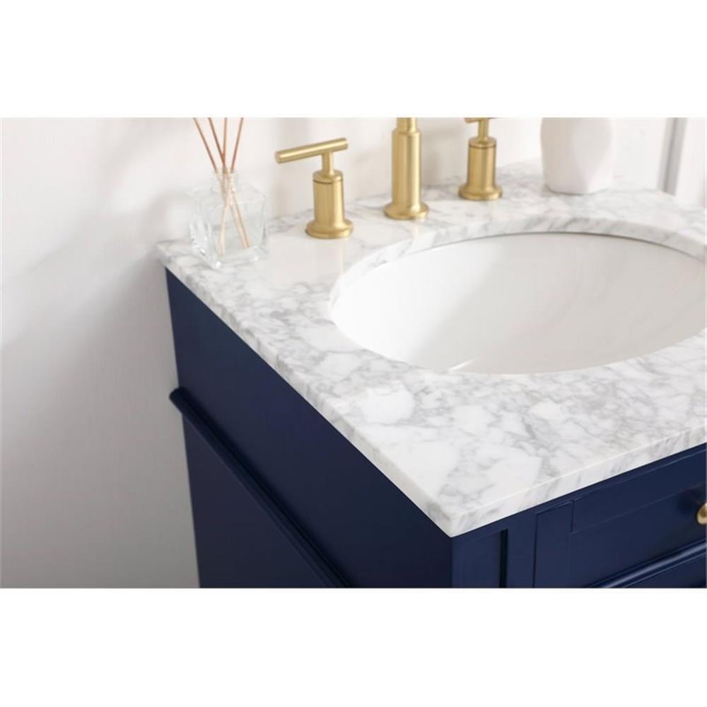 Elegant Decor Park Avenue 21″ Metal MDF Marble Single Bathroom Vanity in Blue
