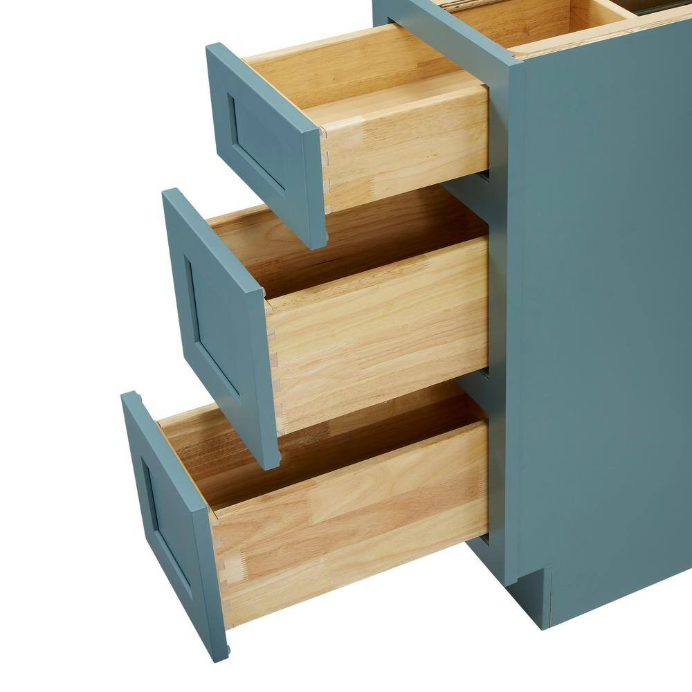 12 In. W X 21 In. D X 32.5 In. H 3-Drawer Bath Vanity Cabinet Only in Sea Green