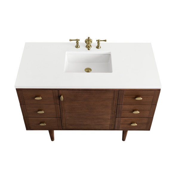 48″ James Martin Amberly 670-V48-WLT-3WZ Vanity Cabinet 3 CM White Zeus Top